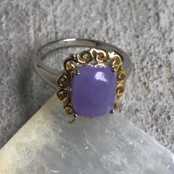 Genuine Chalcedony 925 Sterling Plated Gold SIZE 7 - Picture 2 of 8